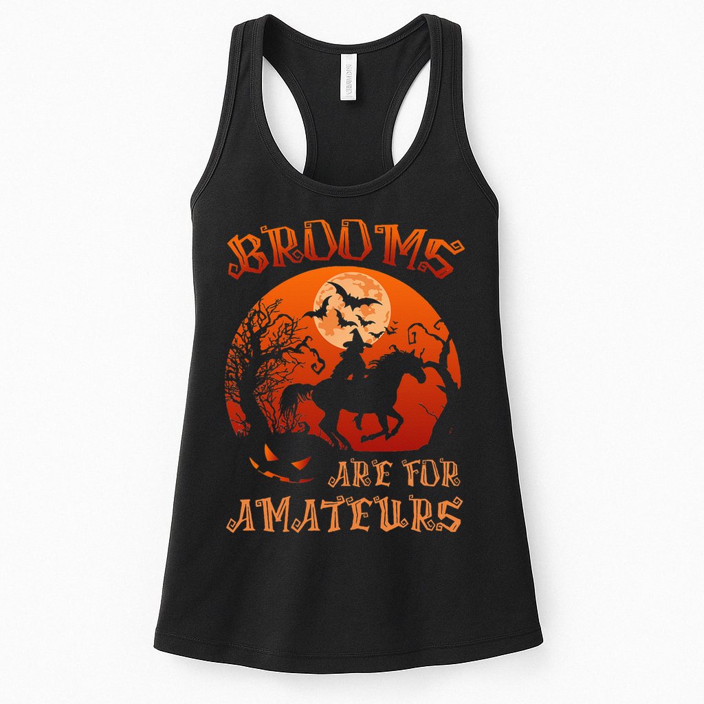 Brooms Are For Amateurs Witch Riding Horse Halloween Women Womens Tank Top