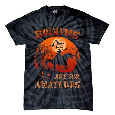 Brooms Are For Amateurs Witch Riding Horse Halloween Women Tie-Dye T-Shirt