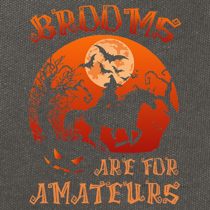 Brooms Are For Amateurs Witch Riding Horse Halloween Women Cotton Canvas Backpack