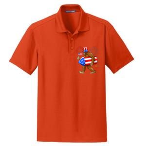 Bigfoot American Flag Funny 4th Of July Sasquatch Believe Dry Zone Grid Polo