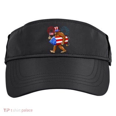 Bigfoot American Flag Funny 4th Of July Sasquatch Believe Adult Drive Performance Visor