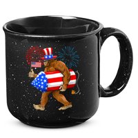 Bigfoot American Flag Funny 4th Of July Sasquatch Believe 15oz Campfire Ceramic Mug