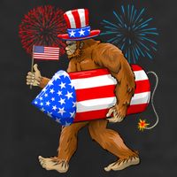 Bigfoot American Flag Funny 4th Of July Sasquatch Believe 15oz Campfire Ceramic Mug