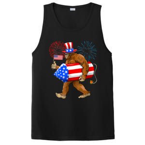 Bigfoot American Flag Funny 4th Of July Sasquatch Believe PosiCharge Competitor Tank