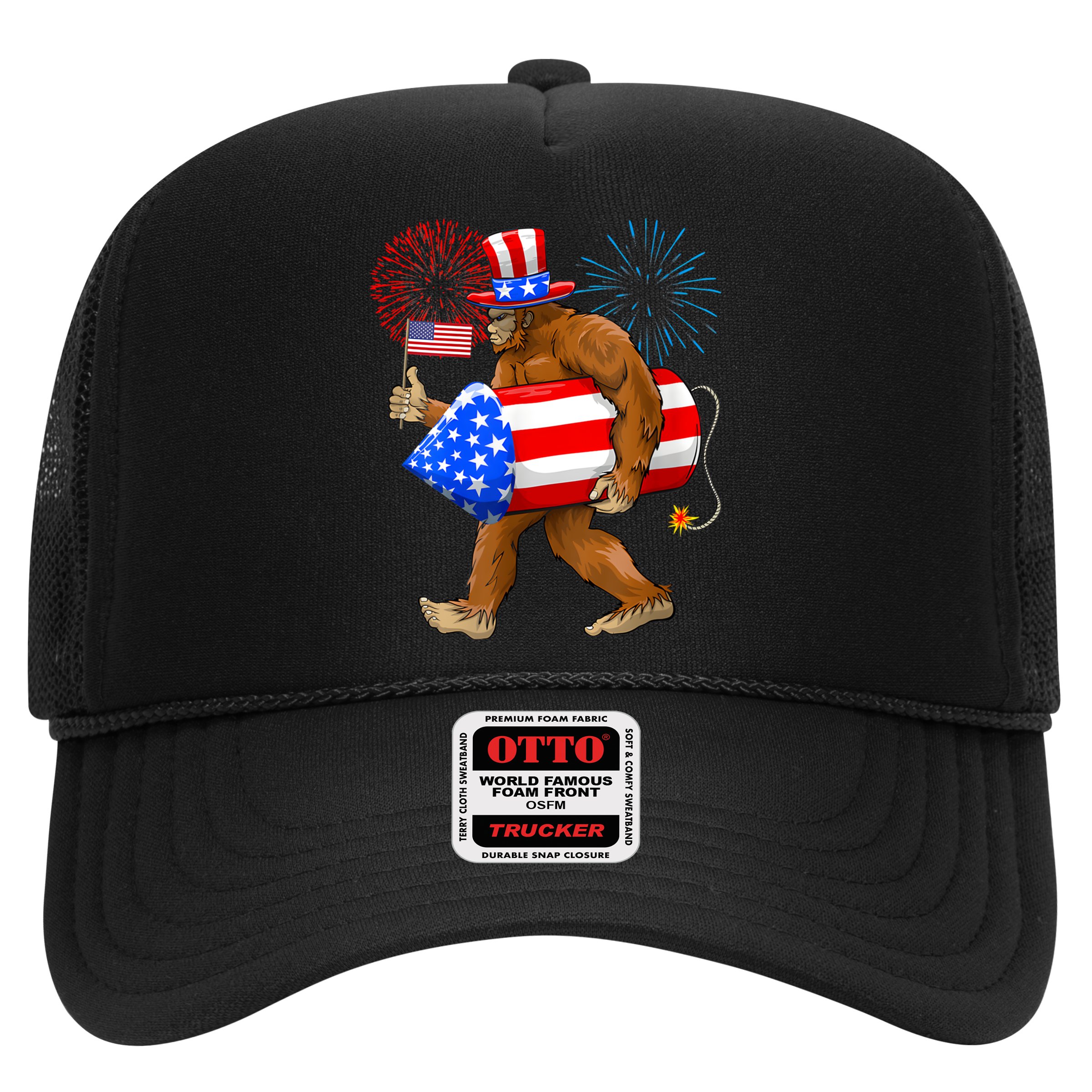 Bigfoot American Flag Funny 4th Of July Sasquatch Believe Hat