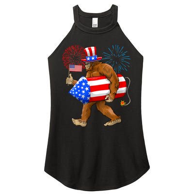 Bigfoot American Flag Funny 4th Of July Sasquatch Believe Women's Perfect Tri Rocker Tank