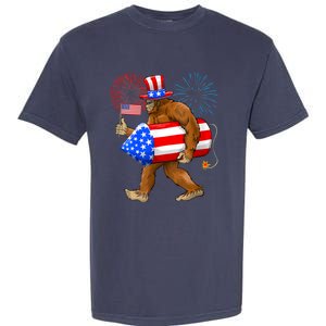 Bigfoot American Flag Funny 4th Of July Sasquatch Believe Garment-Dyed Heavyweight T-Shirt