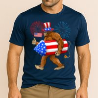 Bigfoot American Flag Funny 4th Of July Sasquatch Believe Cooling Performance Crew T-Shirt