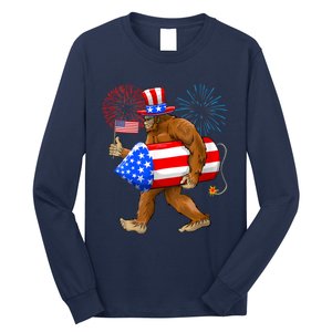 Bigfoot American Flag Funny 4th Of July Sasquatch Believe Long Sleeve Shirt