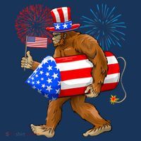 Bigfoot American Flag Funny 4th Of July Sasquatch Believe Flatbill Hat