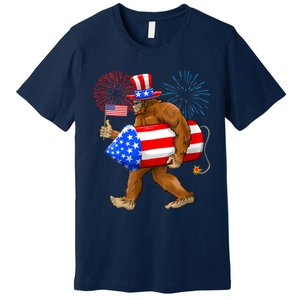 Bigfoot American Flag Funny 4th Of July Sasquatch Believe Premium T-Shirt