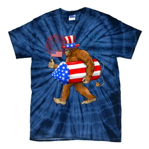 Bigfoot American Flag Funny 4th Of July Sasquatch Believe Tie-Dye T-Shirt