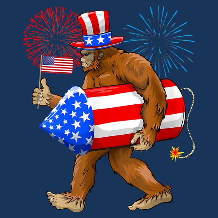 Bigfoot American Flag Funny 4th Of July Sasquatch Believe Golf Towel