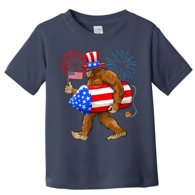 Bigfoot American Flag Funny 4th Of July Sasquatch Believe Toddler T-Shirt