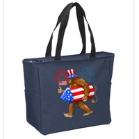 Bigfoot American Flag Funny 4th Of July Sasquatch Believe Zip Tote Bag