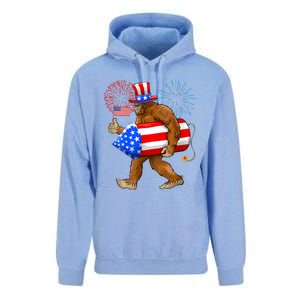 Bigfoot American Flag Funny 4th Of July Sasquatch Believe Unisex Surf Hoodie