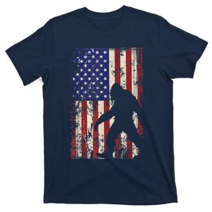 Bigfoot American Flag 4th Of July Patriotic T-Shirt