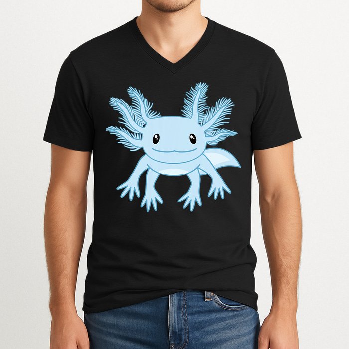 Blue Axolotl Funny Kawaii Axolotl Lover V-Neck T-Shirt