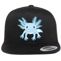 Blue Axolotl Funny Kawaii Axolotl Lover Flatbill Hat