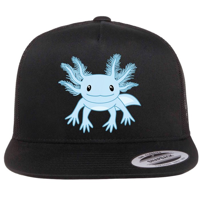 Blue Axolotl Funny Kawaii Axolotl Lover Flatbill Hat