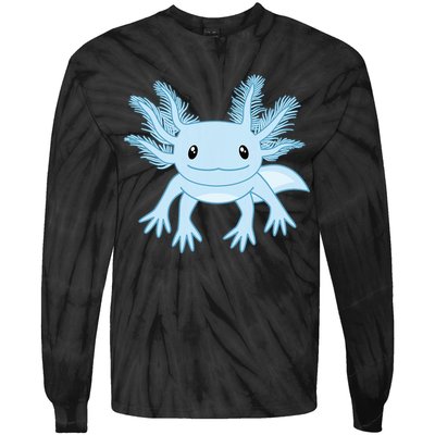 Blue Axolotl Funny Kawaii Axolotl Lover Tie-Dye Long Sleeve Shirt