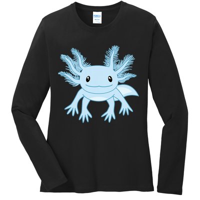 Blue Axolotl Funny Kawaii Axolotl Lover Ladies Long Sleeve Shirt