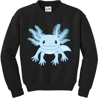 Blue Axolotl Funny Kawaii Axolotl Lover Kids Sweatshirt