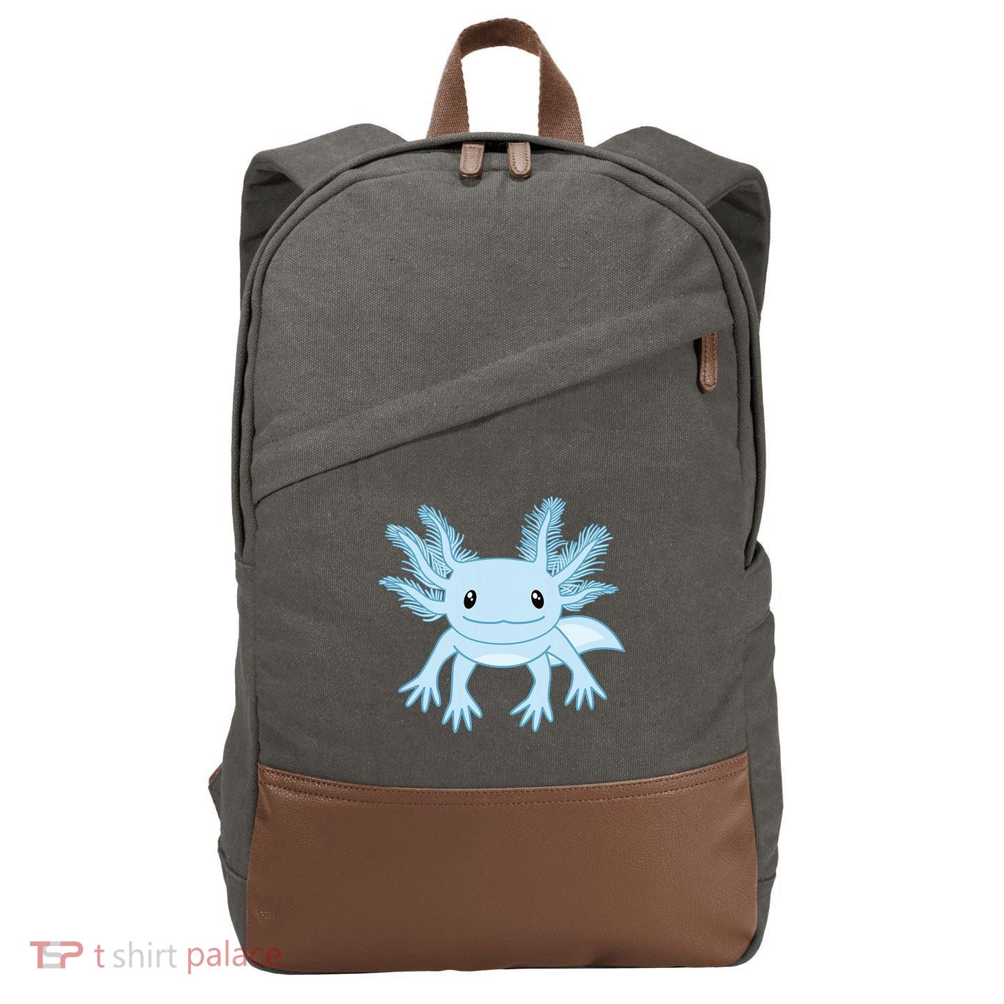 Blue Axolotl Funny Kawaii Axolotl Lover Cotton Canvas Backpack