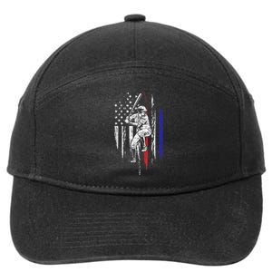 Baseball American Flag Batter Hitting USA 4th Of July Gift 7-Panel Snapback Hat