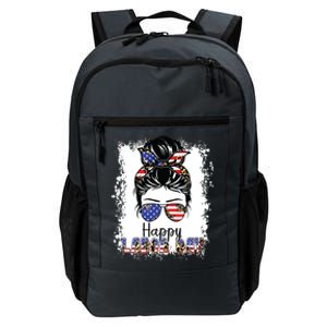 Bleached American Flag Happy Labor Day Messy Bun Hair Daily Commute Backpack