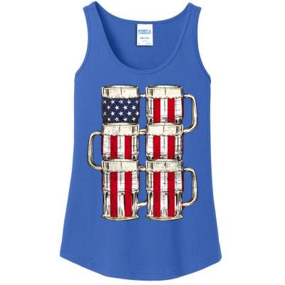 Beer American Flag Patriotic American Outfit 4th Of July Funny Gift Ladies Essential Tank