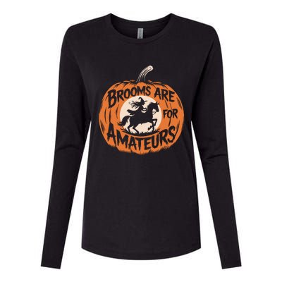 Brooms Are For Amateurs Witch Equestrian Horse Riding Womens Cotton Relaxed Long Sleeve T-Shirt