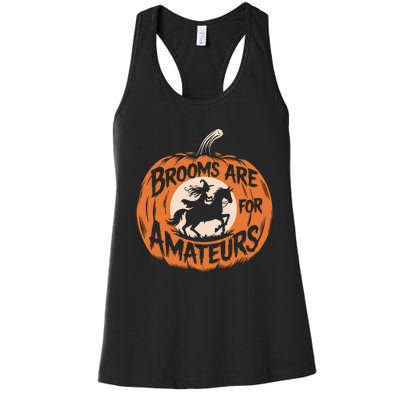 Brooms Are For Amateurs Witch Equestrian Horse Riding Women's Racerback Tank