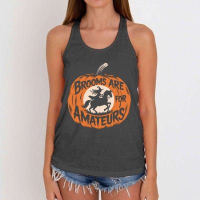 Brooms Are For Amateurs Witch Equestrian Horse Riding Women's Knotted Racerback Tank