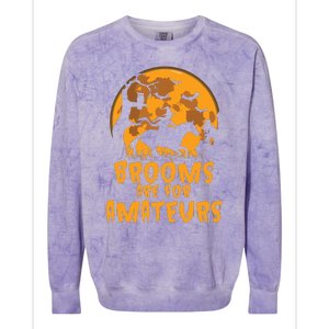 Brooms Are For Amateurs Witch Riding Horse Halloween Women Colorblast Crewneck Sweatshirt