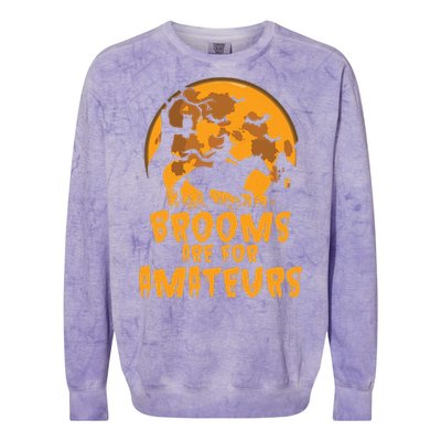 Brooms Are For Amateurs Witch Riding Horse Halloween Women Colorblast Crewneck Sweatshirt