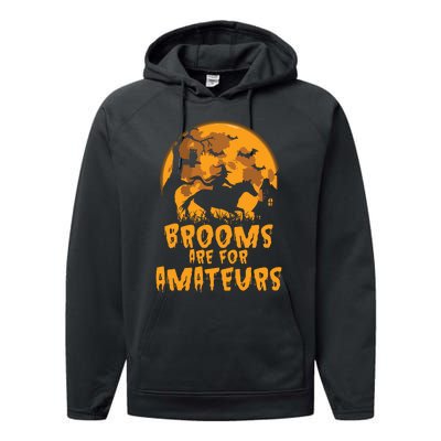 Brooms Are For Amateurs Witch Riding Horse Halloween Women Performance Fleece Hoodie