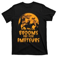 Brooms Are For Amateurs Witch Riding Horse Halloween Women T-Shirt