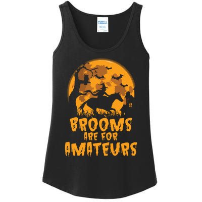 Brooms Are For Amateurs Witch Riding Horse Halloween Women Ladies Essential Tank