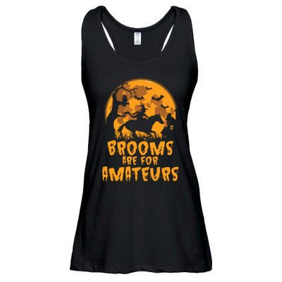 Brooms Are For Amateurs Witch Riding Horse Halloween Women Ladies Essential Flowy Tank