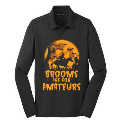 Brooms Are For Amateurs Witch Riding Horse Halloween Women Silk Touch Performance Long Sleeve Polo