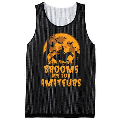 Brooms Are For Amateurs Witch Riding Horse Halloween Women Mesh Reversible Basketball Jersey Tank