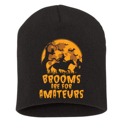 Brooms Are For Amateurs Witch Riding Horse Halloween Women Short Acrylic Beanie