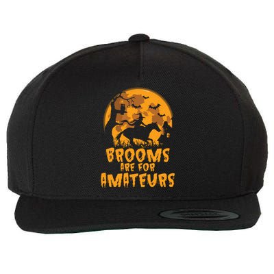 Brooms Are For Amateurs Witch Riding Horse Halloween Women Wool Snapback Cap