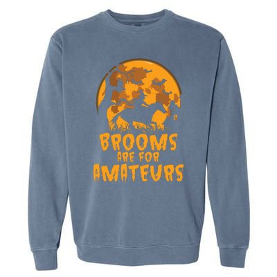 Brooms Are For Amateurs Witch Riding Horse Halloween Women Garment-Dyed Sweatshirt