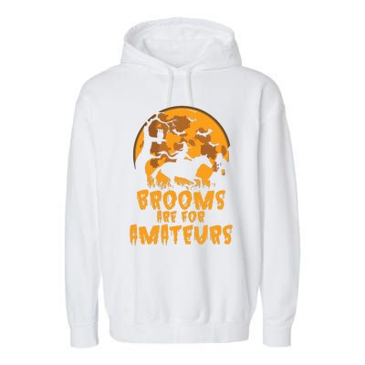 Brooms Are For Amateurs Witch Riding Horse Halloween Women Garment-Dyed Fleece Hoodie