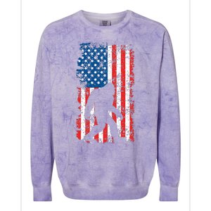 Bigfoot American Flag Sasquatch Colorblast Crewneck Sweatshirt