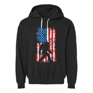 Bigfoot American Flag Sasquatch Garment-Dyed Fleece Hoodie