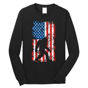 Bigfoot American Flag Sasquatch Long Sleeve Shirt