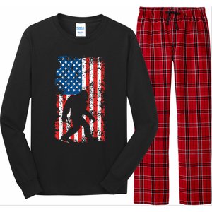 Bigfoot American Flag Sasquatch Long Sleeve Pajama Set